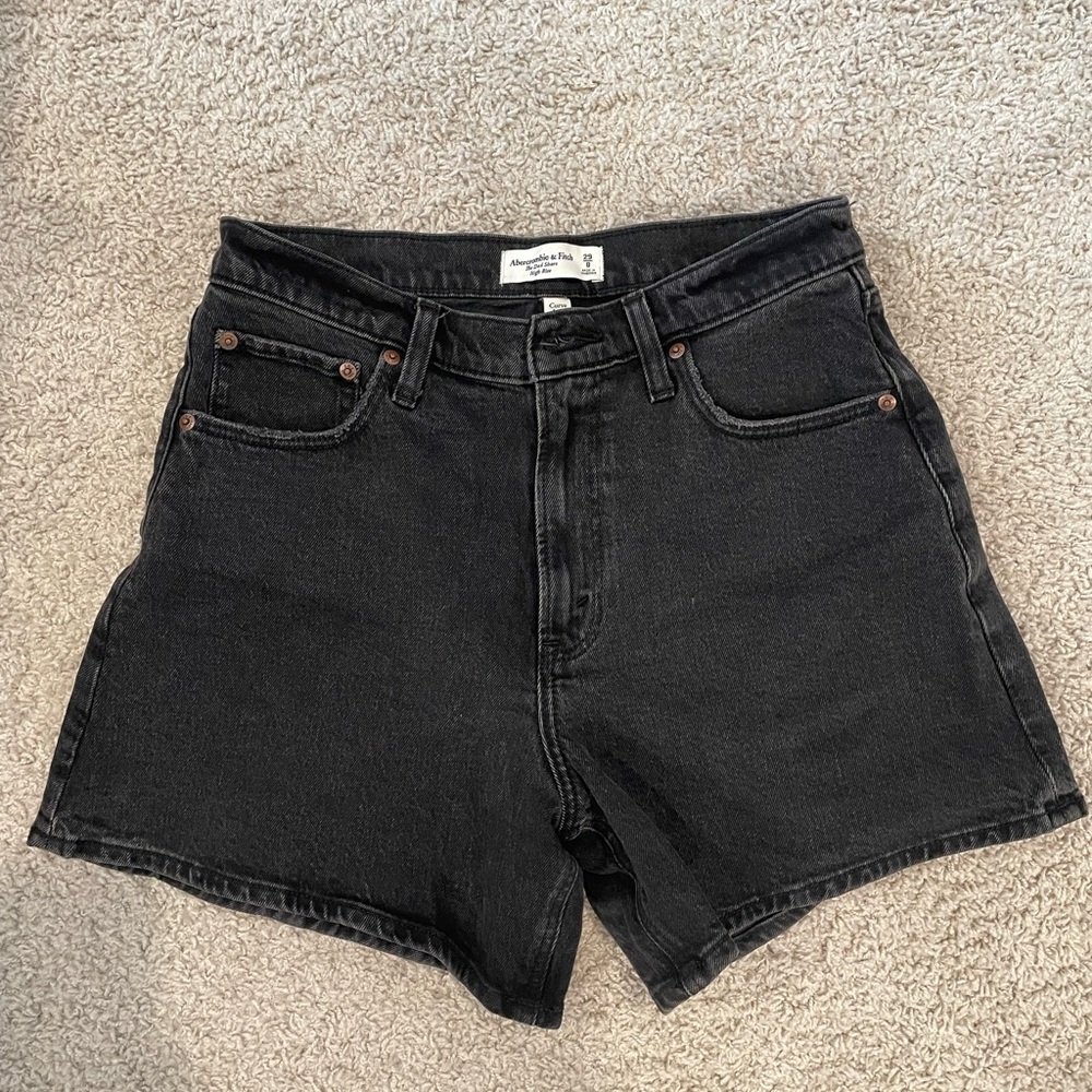 Abercrombie & Fitch Black Jean Shorts - The Dad Short High Rise